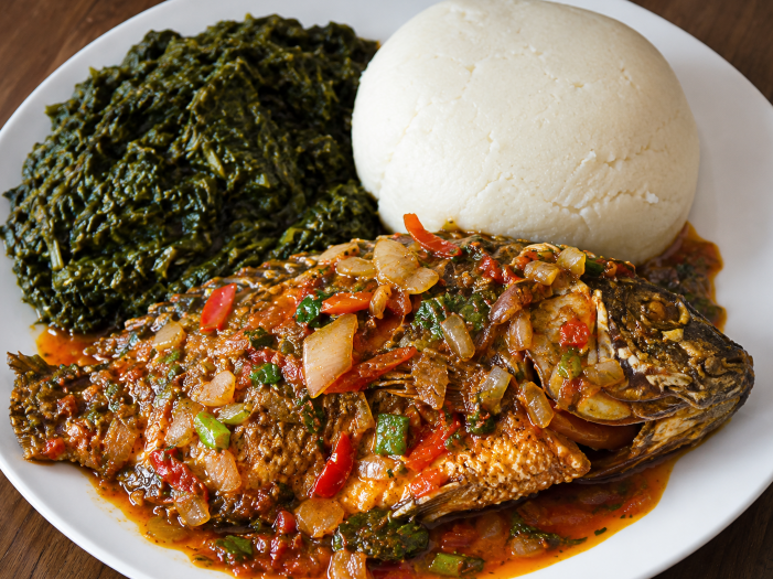 Capitaine a la Congolaise, isombe ugali